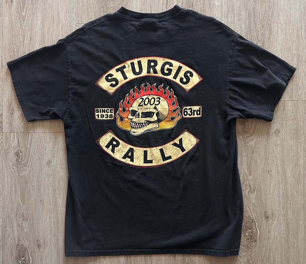 Hanes Heavyweight 2003 Sturgis Motorcycle Rally 63rd Anniversary Skull Graphic T